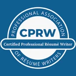 Badge showing CPRW résumé writer certification